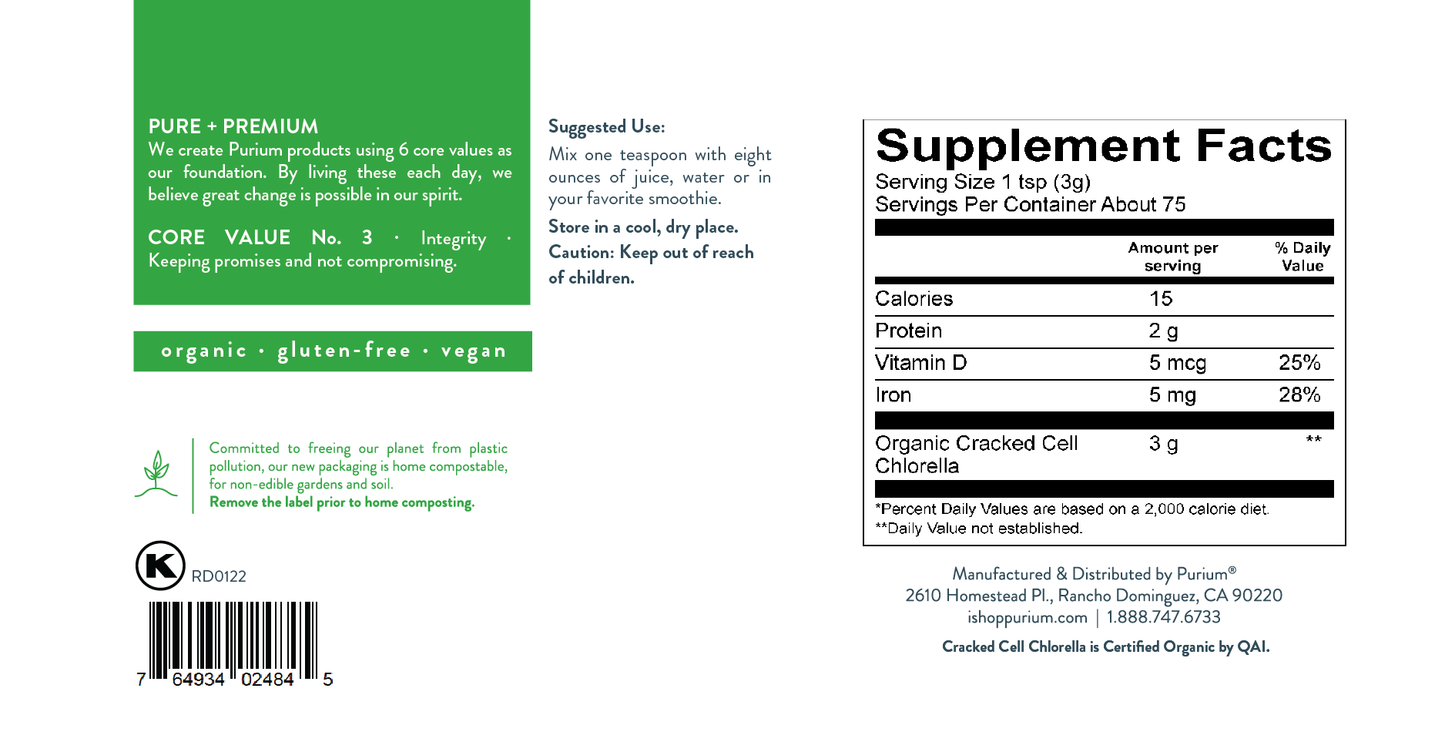 Cracked Cell Chlorella Powder